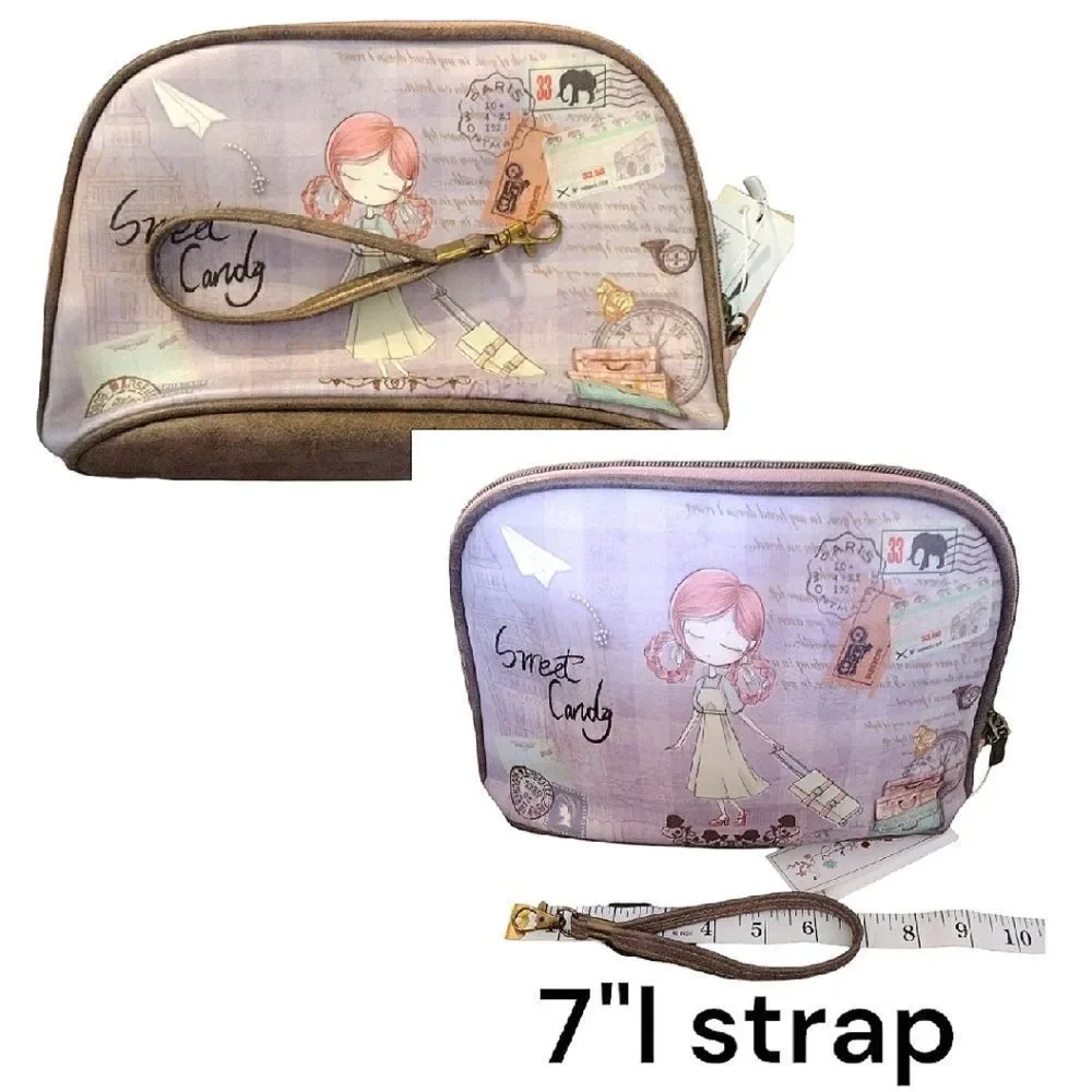 Sweet‎ And Candy Purple Sweet Candy Printed Travel Toiletries Bag NWT Makeup Bag